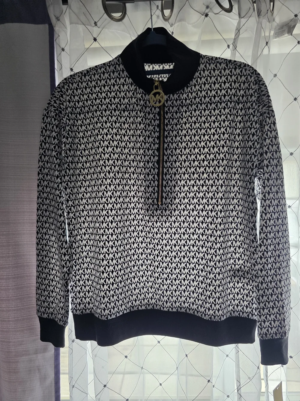 Michael Kors MK Logo Half-Zip Pullover - Black & White